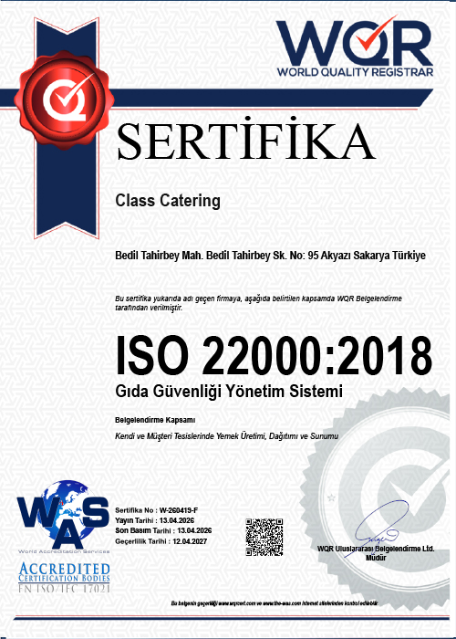ISO 22000 Gıda Güvenliği Yönetim Sistemi Sertifikası